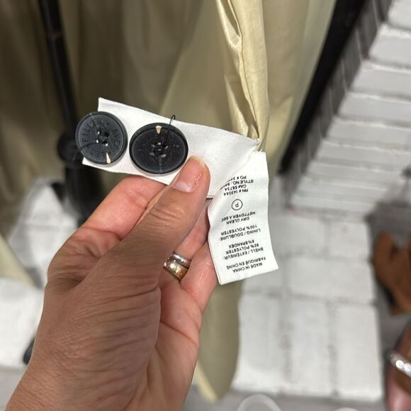 AVEC LES FILLES Women Trench Coat Long Maxi Khaki Tan Green Large Belted - Picture 13 of 16